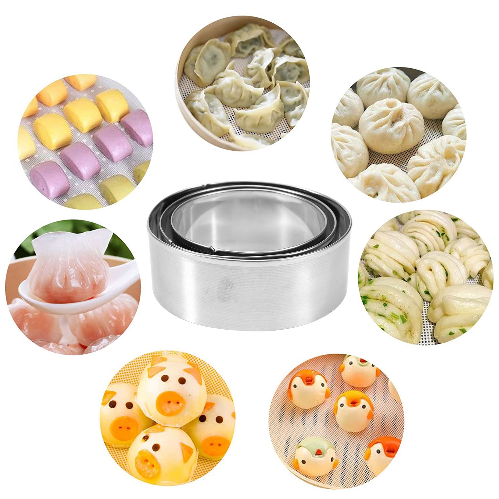 Gyoza Dumpling Maker - 「FAST」餃子メーカー 8点セット。中華風ワンタンや餃子の皮を作るためのプレス型とカッター。