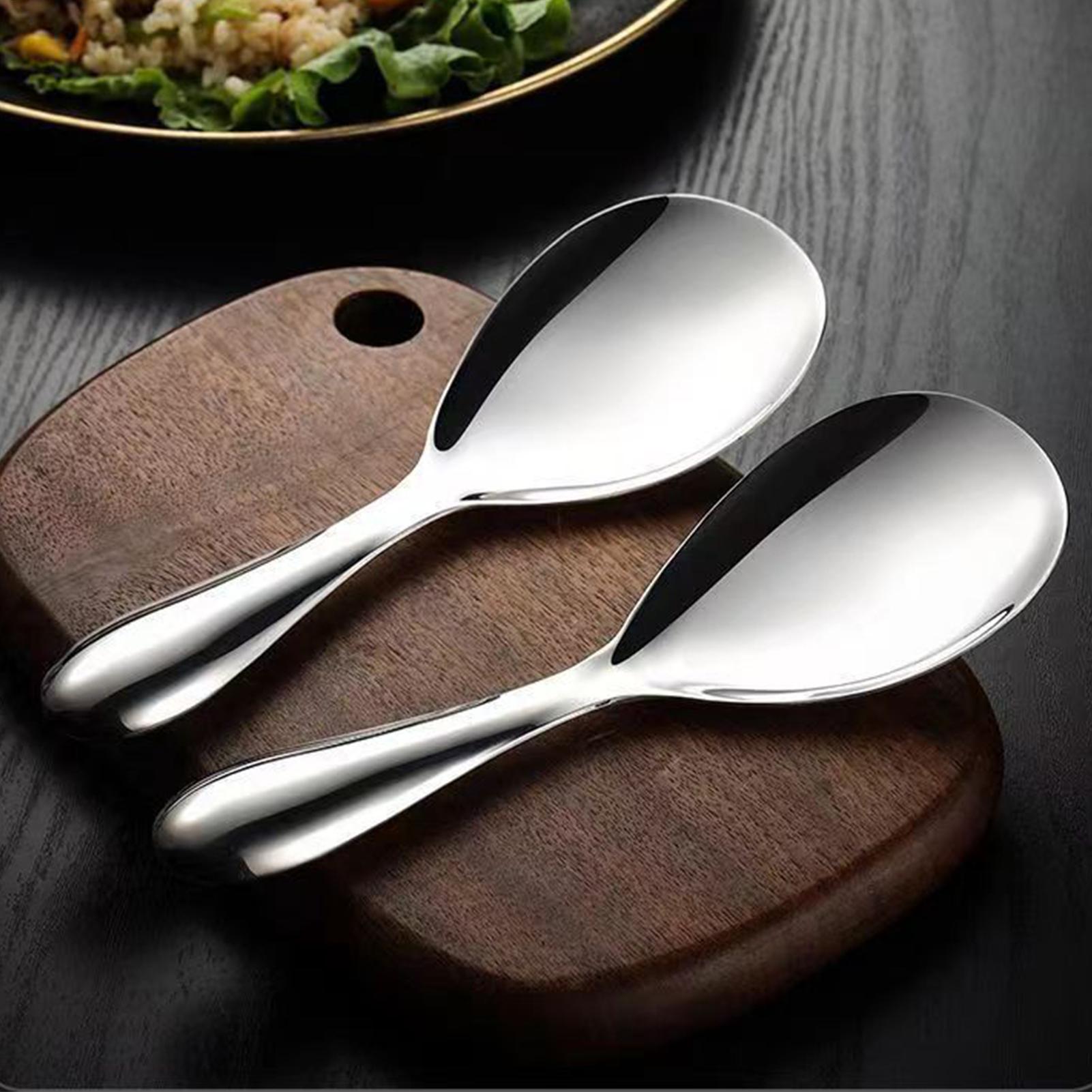 Home Cooking Services - ステンレス鋼ライススプーンパドル 20.5x7cm ライスサービングスプーン ノンスティックキッチンスパチュラ 耐熱家庭用調理器具