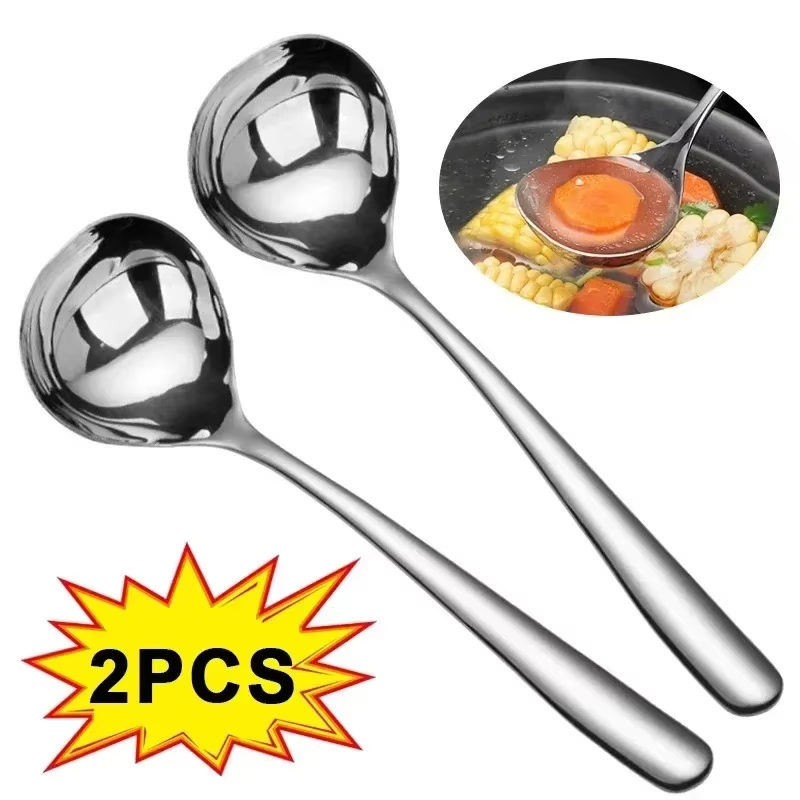 2/1 個ステンレス鋼スプーン厚みのあるロングハンドルスープ - Home Cooking Services のレビューと価格